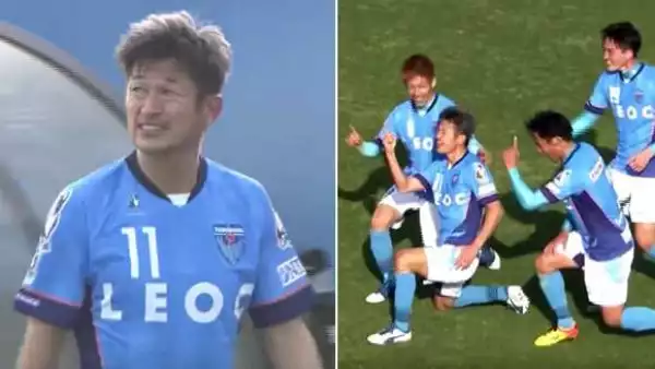 Fifty-year-old Japanese footballer Kazuyoshi Miura becomes world’s oldest goal scorer